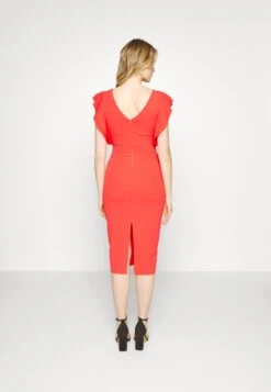 Wal G Diana Ruffle Sleeve Midi Dress - Robe En Jersey - Coral -Wal G 07ee03b22a6c4aff97195b9eda2be408