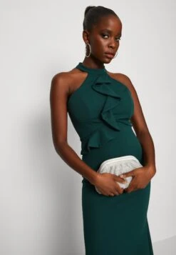 Wal G Tilly Ruffle Halter Neck Maxi Dress - Robe En Jersey - Forest Green -Wal G 179956e9e2ee4f2b913ad3f55585877a