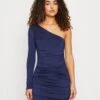 Wal G Evie Asymmetric Mini - Robe En Jersey - Navy Blue -Wal G 19fe993b41c14a2787e2d0956b7c218b