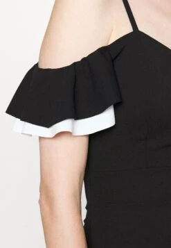 Simah Frill Midi Dress - Robe De Jour - Black/White -Wal G 1b4979cef14a41638ec9c97ea128c690