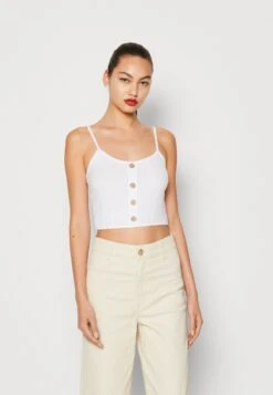 Wal G Christina Button Crop Top - Débardeur - White