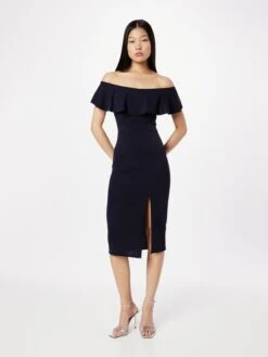 Wal G Robes Midi Robe CAMILLE Femme Bleu Marine -Wal G 344fea1cd6c227505bd2150a5702591c