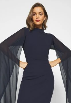 Wal G Cape Sleeve Dress - Robe De Soirée - Navy Blue -Wal G 3ba8b4a4fda64aa3a135a24decdb55c0