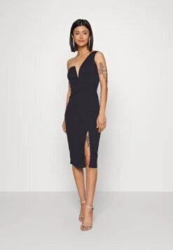Wal G Gigi One Shoulder Midi Dress - Robe De Soirée - Navy Blue