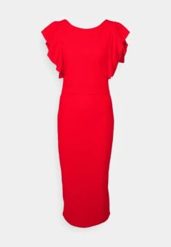 Contrast Frill Sleeve Midi Dress - Robe En Jersey - Red/Fuchsia -Wal G 4a01701c551944ab8f3048d85803f11c