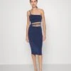 Wal G Queen Cut Out Midi Dress - Robe De Soirée - Navy Blue -Wal G 4f64031b755a4762b098671dfec6b8c3