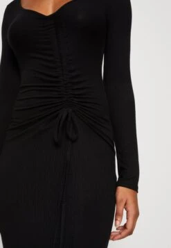 Wal G Del Gathered Midi - Robe En Jersey - Black -Wal G 5706d63d17454caf9f06198439813c8a