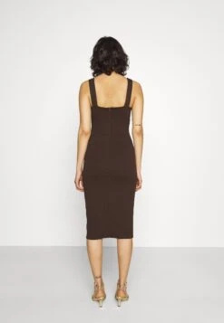 Wal G V Neck Plunge Midi Dress - Robe En Jersey - Dark Brown 9 Wal G V Neck Plunge Midi Dress - Robe En Jersey - Dark Brown -Wal G 5c9a5689b5c54856b14838c08cb69846