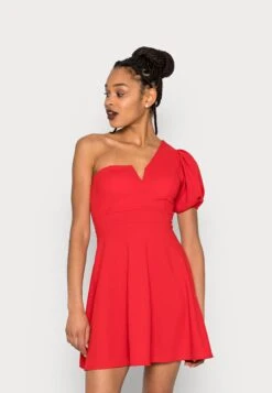 Wal G Zalora One Sleeve Skater Dress - Robe En Jersey - Red