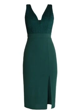 Wal G V Neck Midi Dress - Robe Fourreau - Green -Wal G 6c9608ec456d43ca8725d67f3820f820