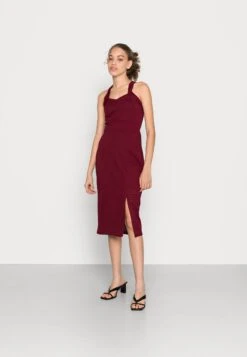 Wal G Jimmy Cross Over Midi Dress - Robe De Soirée - Wine