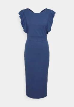 Diana Ruffle Sleeve Midi Dress - Robe En Jersey - Denim Blue -Wal G 6efea916cc134a9c8e56f3d305e41180