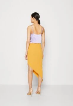 Wal G Grainee Asymmetric Midi Skirt - Jupe Crayon - Yellow -Wal G 7767142bcbb2442fb093207aff910040