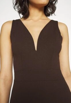 Wal G V Neck Plunge Midi Dress - Robe En Jersey - Dark Brown 11 Wal G V Neck Plunge Midi Dress - Robe En Jersey - Dark Brown -Wal G 7f0209b4a9ba4a72b27aa73a84b380de