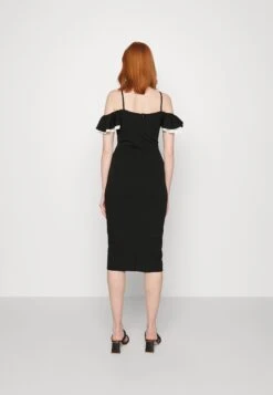 Wal G Simah Frill Midi Dress - Robe En Jersey - Black/White