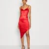 Wal G Archie Asymmetric Midi - Robe De Soirée - Red -Wal G 9bf823ec76e44f8b9f9cf7d683221a0e