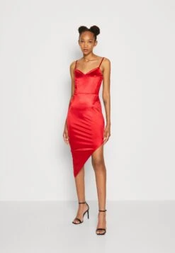 Wal G Archie Asymmetric Midi - Robe De Soirée - Red