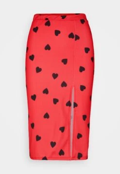 Wal G Valentines Heart Midi Skirt - Jupe Crayon - Red/Black -Wal G a52ea6912a5544b990294d9ce3969487