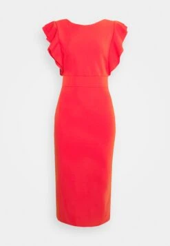 Wal G Diana Ruffle Sleeve Midi Dress - Robe En Jersey - Coral -Wal G ad8edb72a4414230a3400ae5b6eb1b88