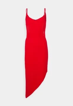 Laila Asymmetric Midi Dress - Robe De Jour - Red -Wal G aedeba15ee0f459bb46c9e08fd30ebbe
