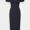 Camille Ruffle Midi - Robe De Soirée - Navy Blue -Wal G afe6ab1512424b769353eb6a5daa2194