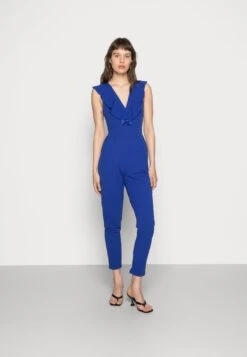 Wal G Leah Ruffle V Neck Jumpsuit - Combinaison - Cobalt Blue