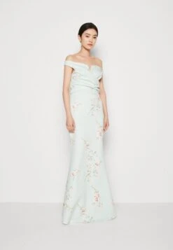 Wal G Wedding Kai V Neck Print Maxi - Robe De Cocktail - Sage Green