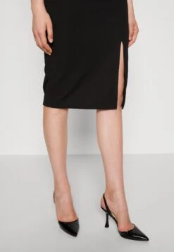 Wal G Simah Frill Midi Dress - Robe En Jersey - Black/Mango -Wal G b2e884a64cea43bbaa091acbf04932ff