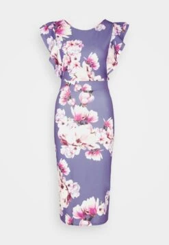 Wal G Diana Ruffle Sleeve Midi Dress - Robe En Jersey - Purple -Wal G b51a1300633e4317b5e97165d99c31c2