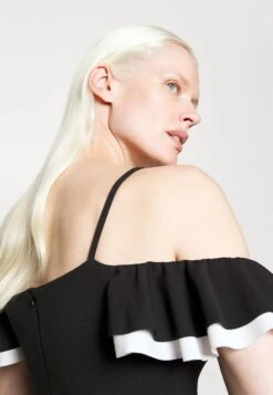 Simah Frill Midi Dress - Robe De Jour - Black/White -Wal G b692e7e2c6d8477ba23fc998992d93fa