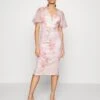 Wal G Wedding Jamie Flare Sleeve Midi - Robe Fourreau - Pink -Wal G bad02a3dd15b4577a2ba73be55d04527