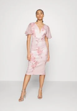 Wal G Wedding Jamie Flare Sleeve Midi - Robe Fourreau - Pink