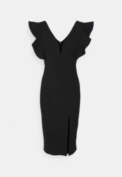 Wal G V Neck Ruffle Sleeve Midi Dress - Robe De Soirée - Black/Royal Blue -Wal G c13e82011c7b46809bd01ef3afb0853a