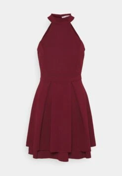 Wal G Cheryl Halter Neck Skater Dress - Robe De Jour - Wine