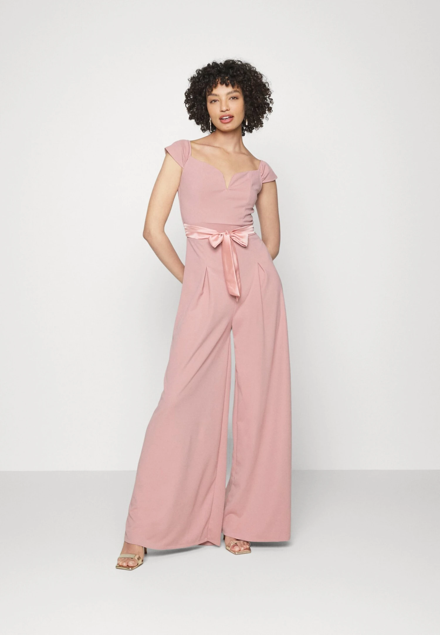 Teo V Neck Wide Leg Bow - Combinaison - Blush Pink 3 Teo V Neck Wide Leg Bow - Combinaison - Blush Pink