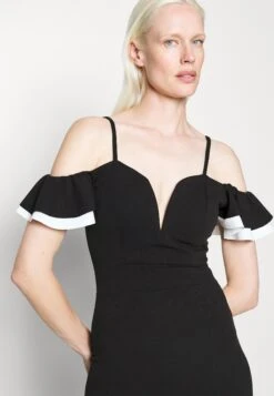 Simah Frill Midi Dress - Robe De Jour - Black/White -Wal G d4e9f6fe765e4e4e922f5a50f86fa2b2