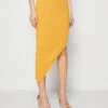 Wal G Grainee Asymmetric Midi Skirt - Jupe Crayon - Yellow -Wal G d7b58fee371d4c678ad20d49670e6e2d
