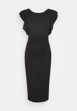 Diana Ruffle Sleeve Midi Dress - Robe En Jersey - Black