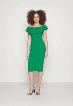 Wal G Himani Frill Neck Midi Dress - Robe En Jersey - Leaf Green