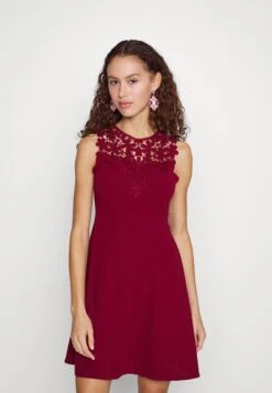 Wal G Accessorie Neck Skater Dress - Robe De Soirée - Wine