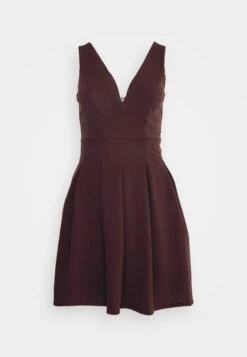 Wal G Plain V Neck Skater - Robe De Jour - Dark Brown -Wal G e3b07265f929441382b37425150501e2