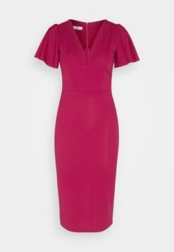 Wal G Tatiana Ruffle Sleeve Midi - Robe En Jersey - Raspberry -Wal G e55de6f3951d49f389fa6fc776169d93