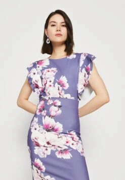 Wal G Diana Ruffle Sleeve Midi Dress - Robe En Jersey - Purple -Wal G eda9729c68a749528fbc047e9539cdaf