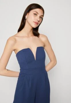 Wal G Christa V Neck Playsuit - Combinaison - Denim Blue -Wal G ee2fbed18e0a4c03852fd07a626a27e2