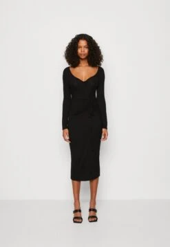 Wal G Del Gathered Midi - Robe En Jersey - Black