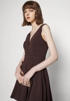 Wal G Plain V Neck Skater - Robe De Jour - Dark Brown -Wal G f16a4ff5da2647df83da4177d7fa0a2a