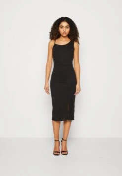 Wal G Wina Asymmetric Midi - Robe En Jersey - Black