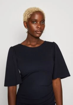 Wal G Puff Sleeve Midi Dress - Robe Fourreau - Navy Blue -Wal G fe735a58bbb4461d9994c1aeef1c7398